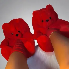 Women Teddy Bear Plush House Night Slippers