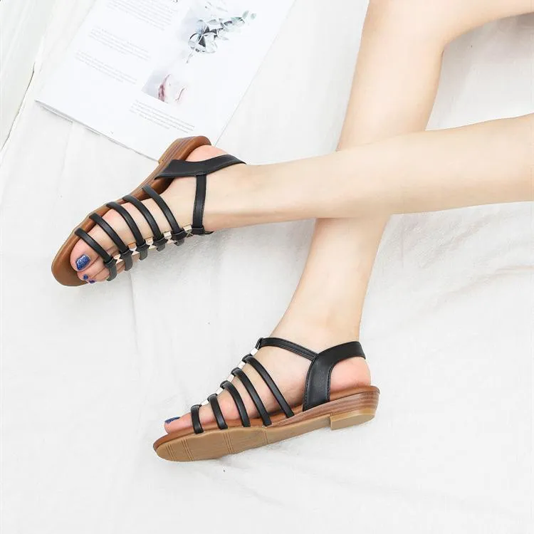 Women's flat boho buckle strap gladiator sandals