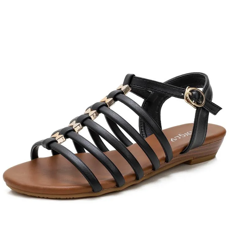 Women's flat boho buckle strap gladiator sandals