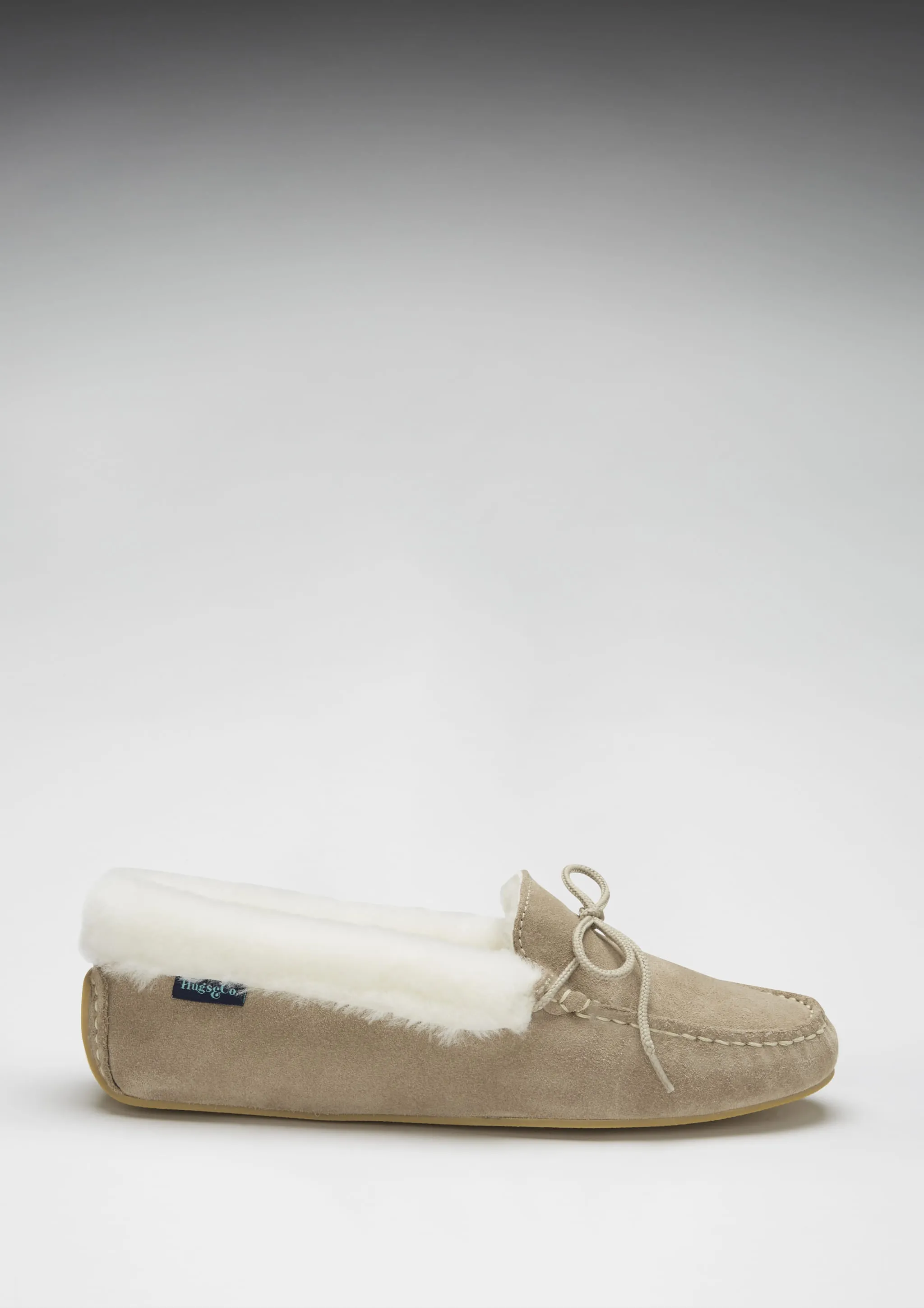 Women's slippers, sheepskin, taupe suede